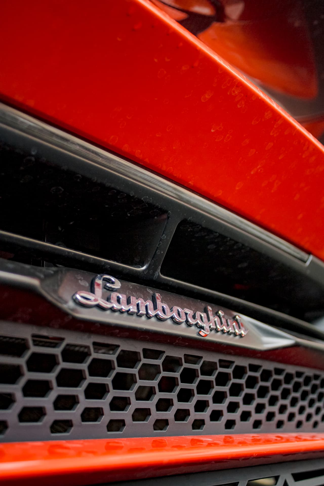 Lettrage Lamborghini sur la grille arrière